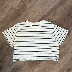 Uniqlo 100% Cotton Cropped Striped T-Shirt
